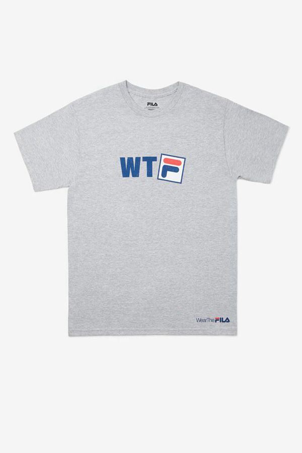 Fila Wtf Cotton Men's T-Shirts - Grey,NZ 42-31875